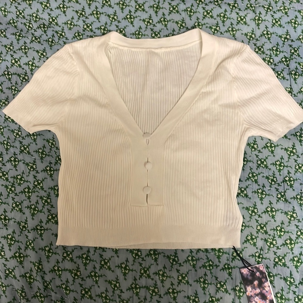 Cider white rubbed cropped shirt